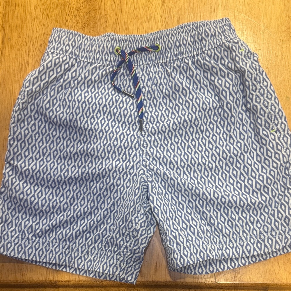 Blue Geometric Boy’s Swim Shorts- Crew Cut/ JCrew - Size 7